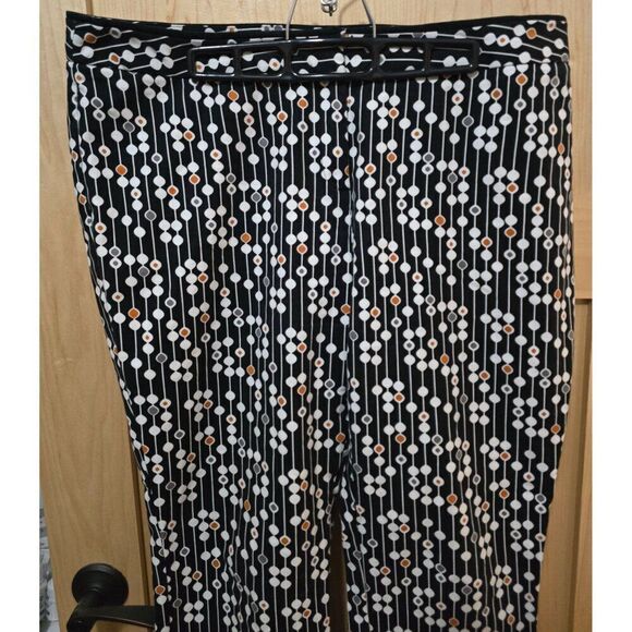 Worthington Womens Abstract Patterned Pants Size 16 Black White & Orange - Picture 5 of 5